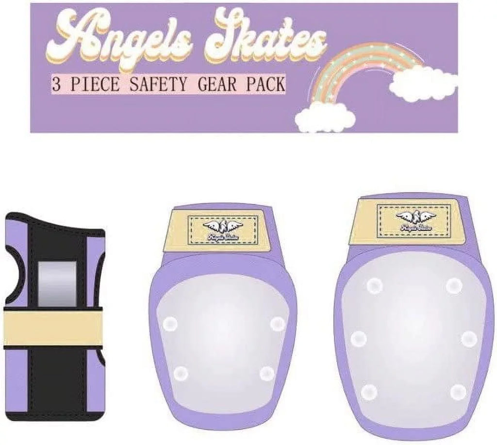 Gears - Skates 6-Piece Purple Kids Youth Safety Pads Guards Wrist Angels BMX Knee Pack Gear - for Skates Women Elbow Small Protective Pads Roller - - Adult -