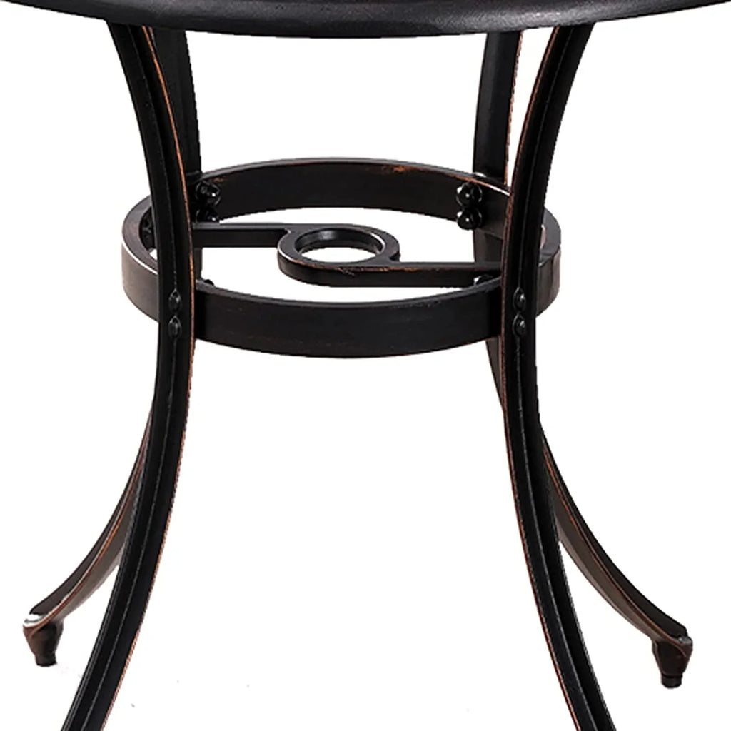 Hole,Round Dining Cast Patio Patio Table Aluminum Table, Outdoor 35.5 for Bistro with Porch Inch Table 1.97" Umbrella Patio, Dining Garden,