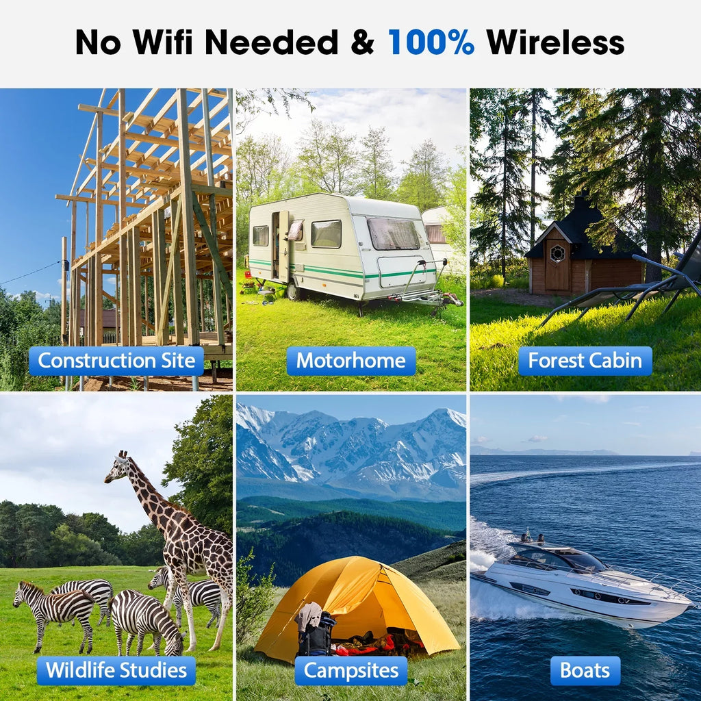 PIR Vision, 2K Night View, Cellular Game Waterproof, Card 90°Tilt, 360°Pan Camera with &SD Camera Security 4G Storage, Hunting with No LTE, Cloud Trail Solar SIM Motion, CAMPARK Cam WiFi Live Wireless