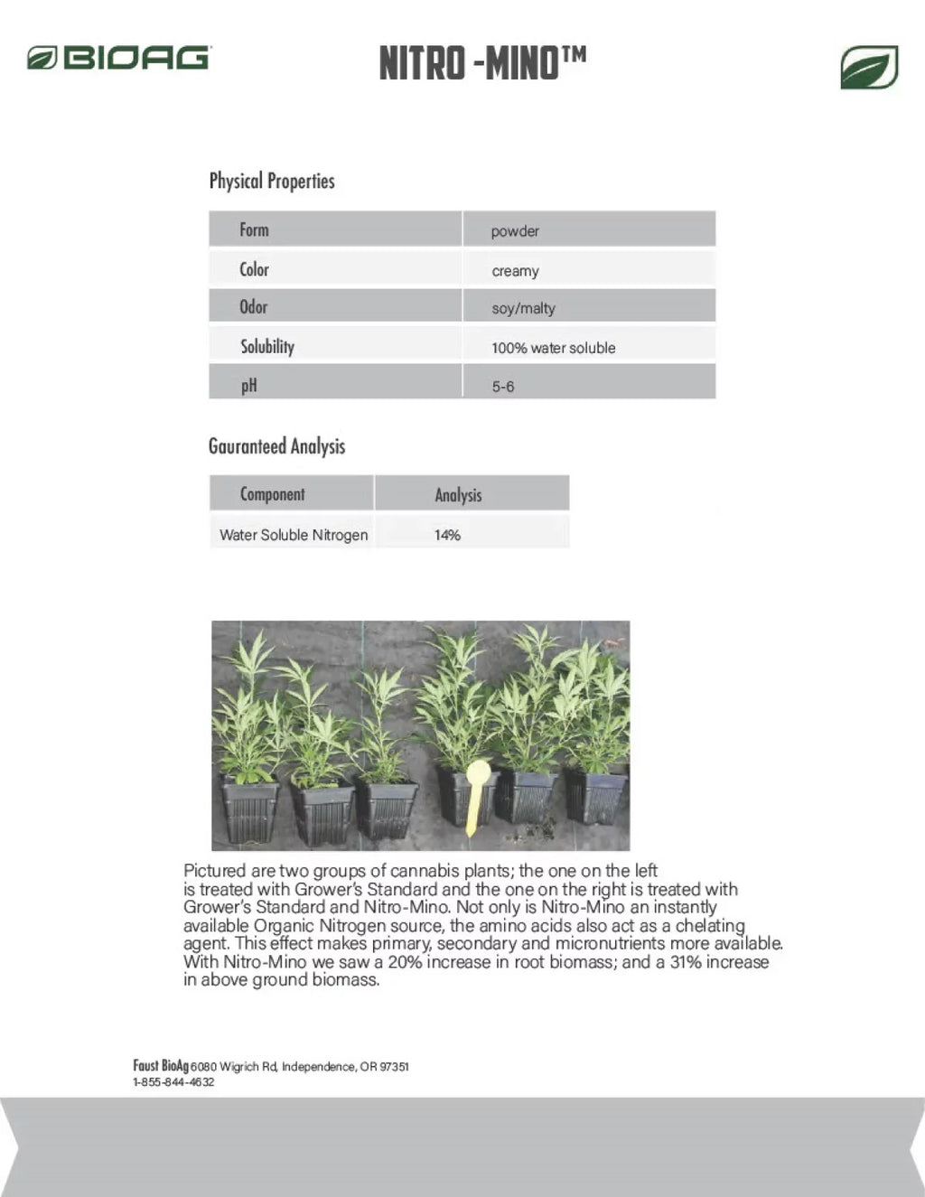 bottle & Acids BioAg Nitro-Mino Water by - - Soluble 4 Amino lb Nitrogen Fertilizer Powder