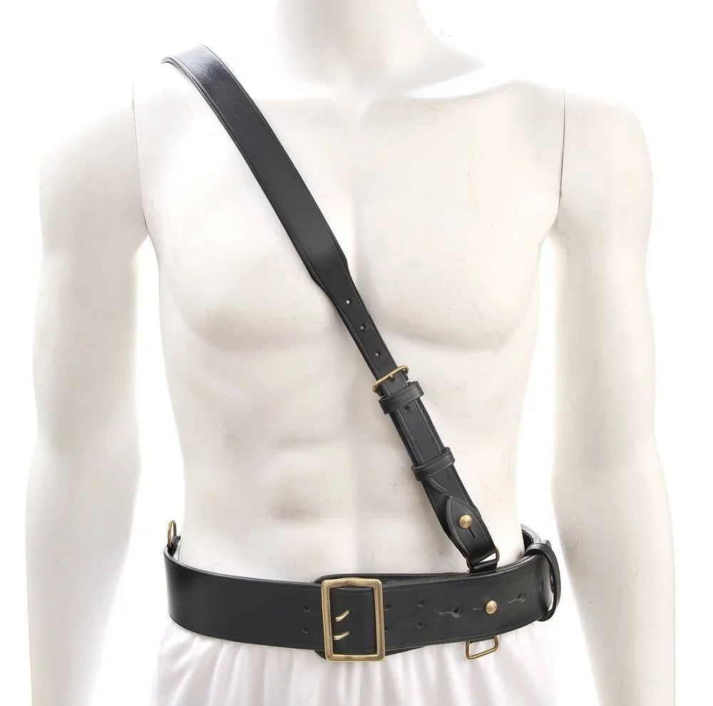 Belt Strap Black WW1 will Leather Browne 45" Sam with 42"- Shoulder fit