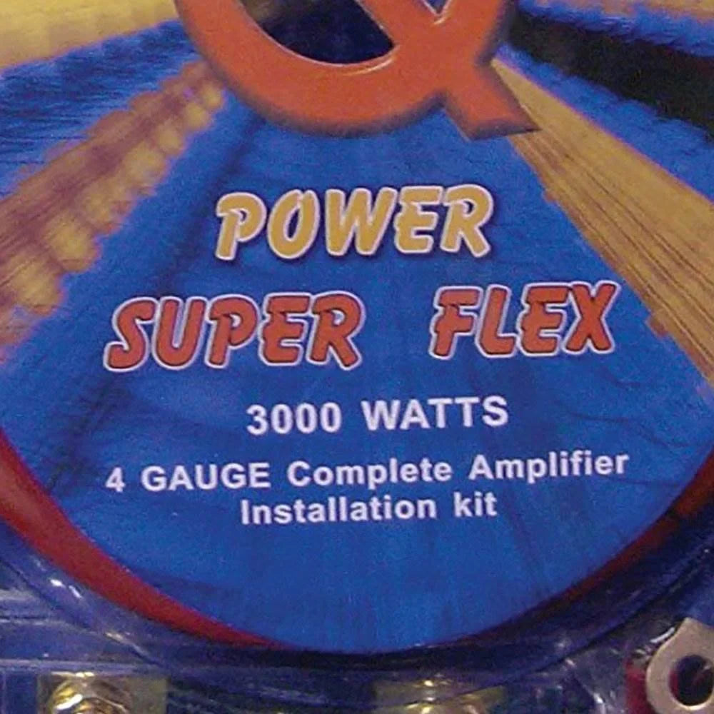 Kit, Car QPower Amplifier Audio 3000-watt Super 2 Wiring Flex Pack 4-Gauge