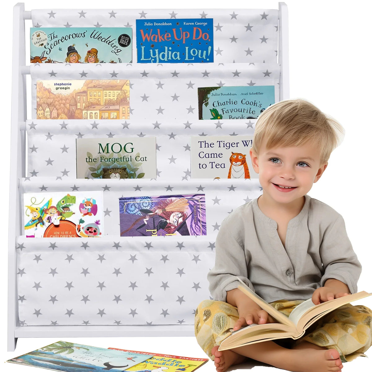 Bookshelf, Classroom iRerts Wood Bookshelf Kids Book White Toddler Bookcase for and Tier 4 Organizer Storage
