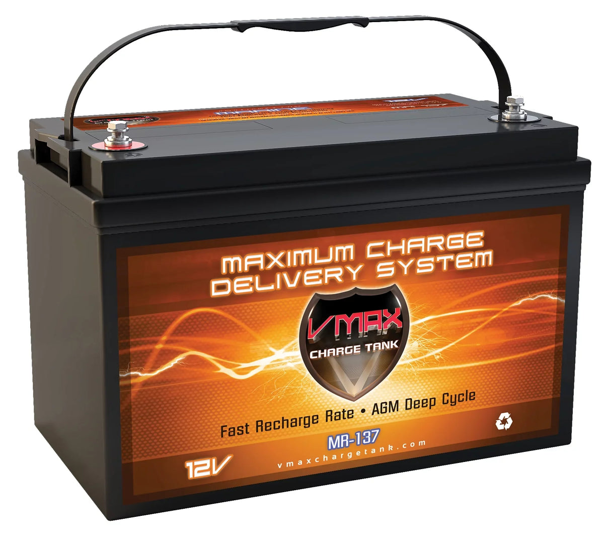50lb MR137-120 Battery Grp31 50 AGM for Thrust Motors Cycle 12V Deep Volt Sealed VMAX Marine 120Ah Trolling Pound 12