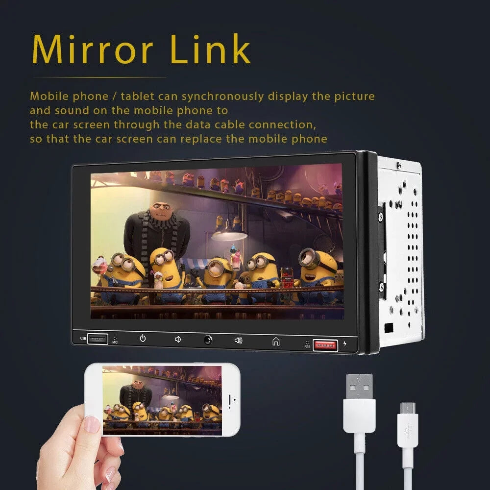 Car Stereo Mirror Link Radio, Carplay Screen, 7" & MP5 FM Camera Play KingFurt HD with Auto Android