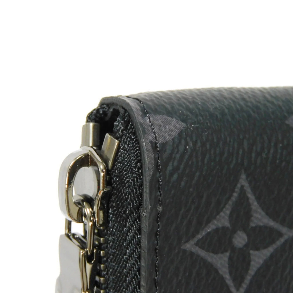 Pre-Owned Vertical Noir Eclipse Men's Zipper Zippy Billfold Wallet Long Monogram Round LV (Good) Logo M62295