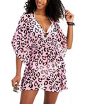 Printed Swim Smocked-Waist Juniors' US Miken Cover-up, LEOPARD PINK Small
