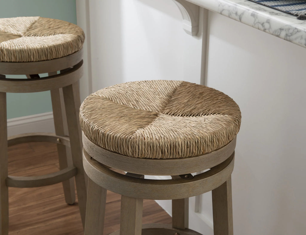 Morgan with Bar Natural Backless with Swivel, Rush 31.5" Natural Stool