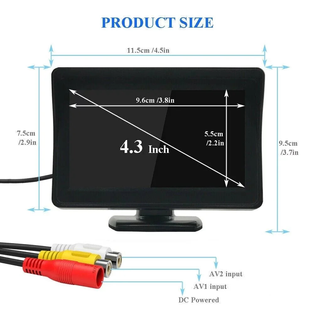 Rear Night Wireless Car 4.3 Camera Vision+ View HD Monitor System Parking Backup