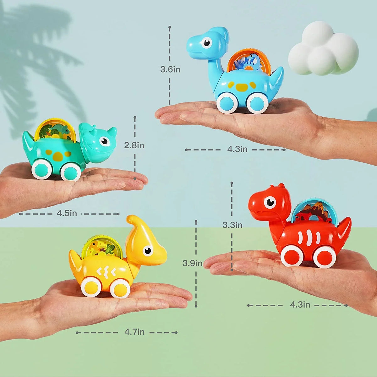 Toy Girls, 1-5 Car Toddler Bag Cars, Toys for Kids Packaging Gifts Years for Dino with Boys Birthday Pack and Dinosaur Christmas Old 4 Toys