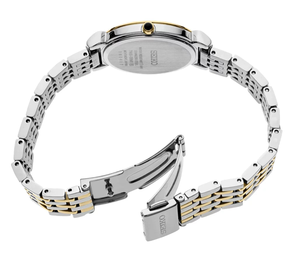 Two Essential SFQ800 Seiko Women's Arabic Steel Stainless Tone Watch Quartz Dial