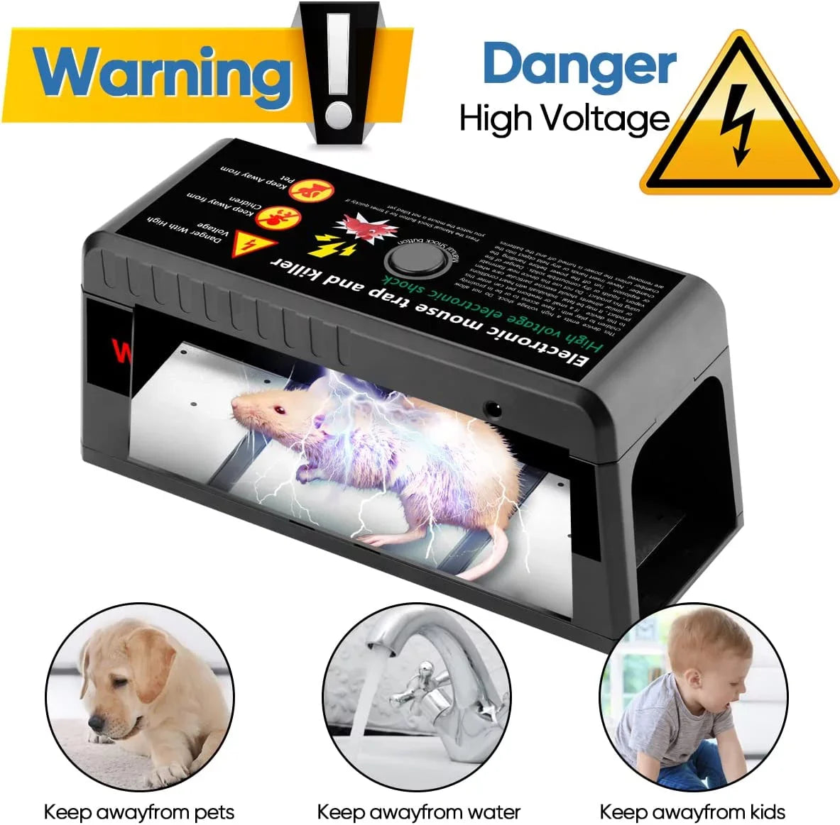 Zapper Mouse Homes Mice Rat Chipmunks Electric Indoor Humane Killer Trap Outdoor Squirrels , Shock 8000V Chamber with for