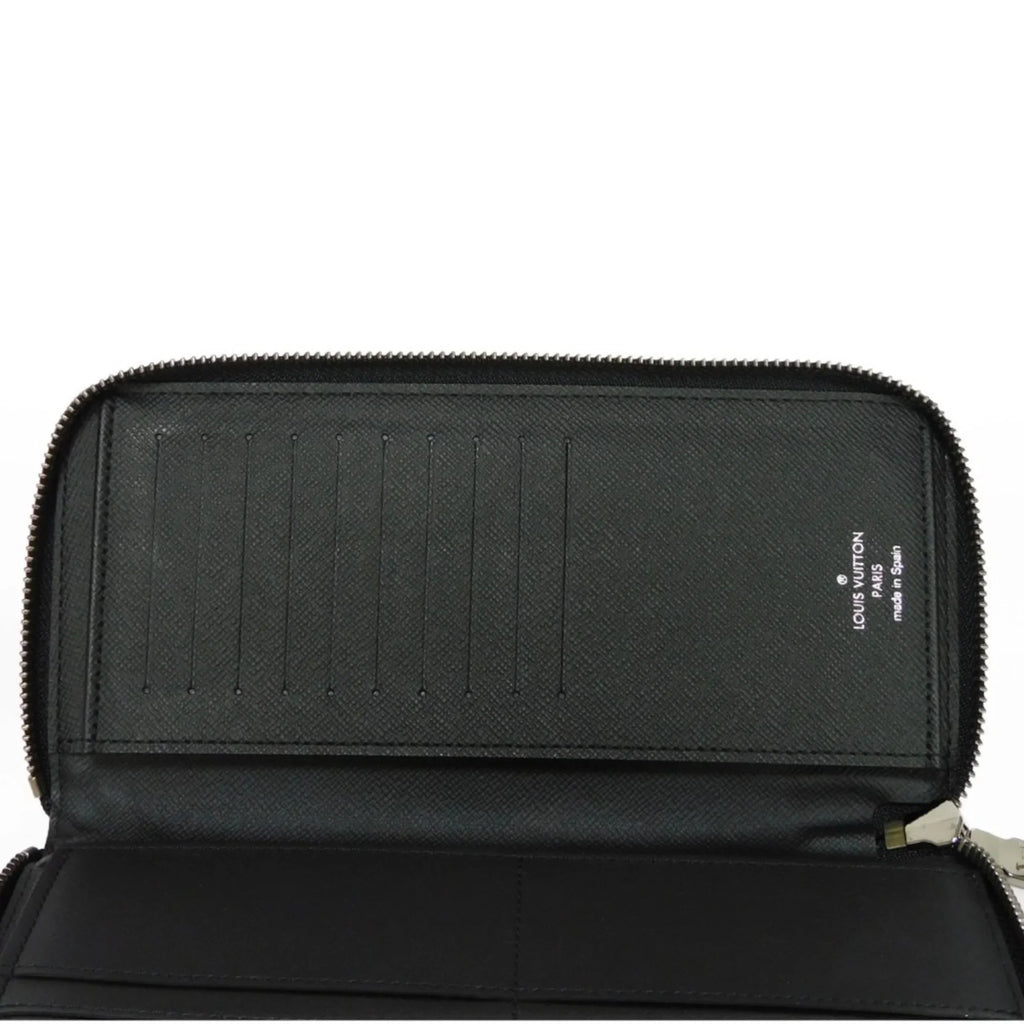 Pre-Owned Vertical Noir Eclipse Men's Zipper Zippy Billfold Wallet Long Monogram Round LV (Good) Logo M62295