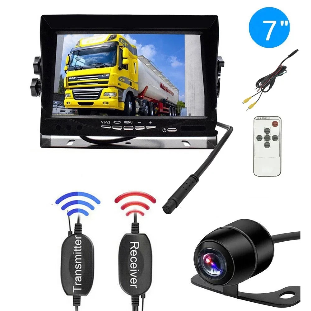 Rear 7inch Backup Night System View Camera + Monitor Car Vision Parking HD Wireless