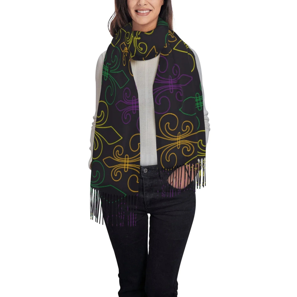 Art Mardi Feel For Scarves Large Print Elegant Gifts- Scarf Bingfone Shawl Wrap Gras Cashmere Carnival Warm Soft Women Winter