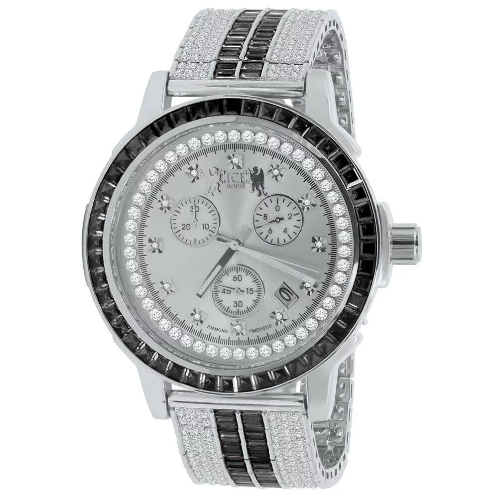 Steel Onyx Real Exclusive Tone 18K Diamond Gold Dial Watch Mens Black Bezel Custom Custom Band Solid