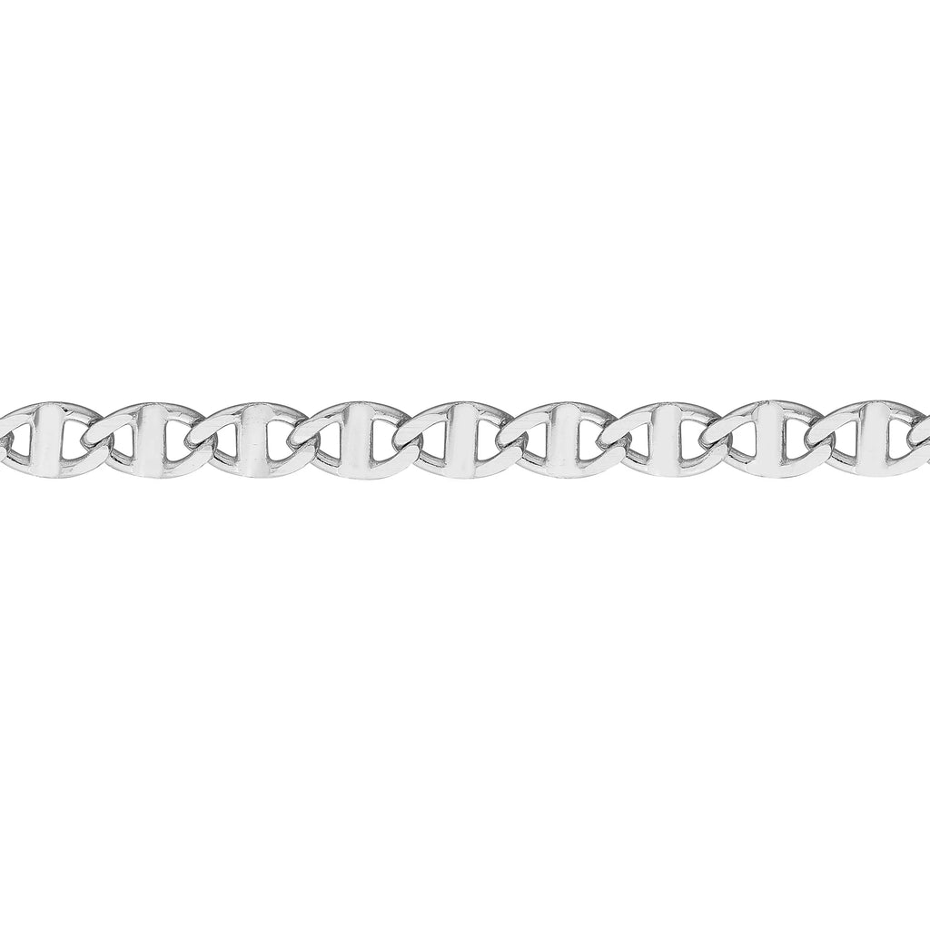 Women's Flat 9"-10" Gold White 14K Anklet Mariner Link 2.20mm Adjustable