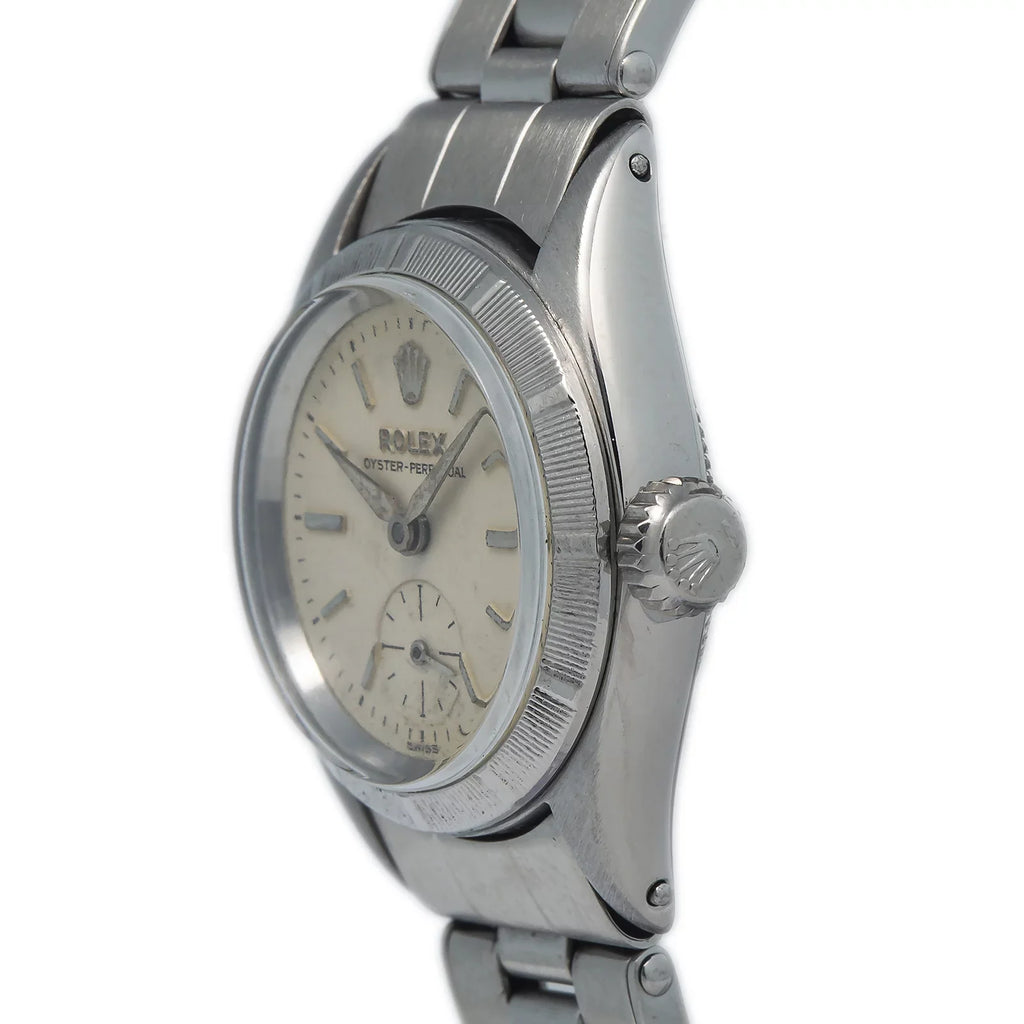 Ladies Perpetual Stainless Oyster vintage RARE Silver Rivet 6505 Dial 24MM