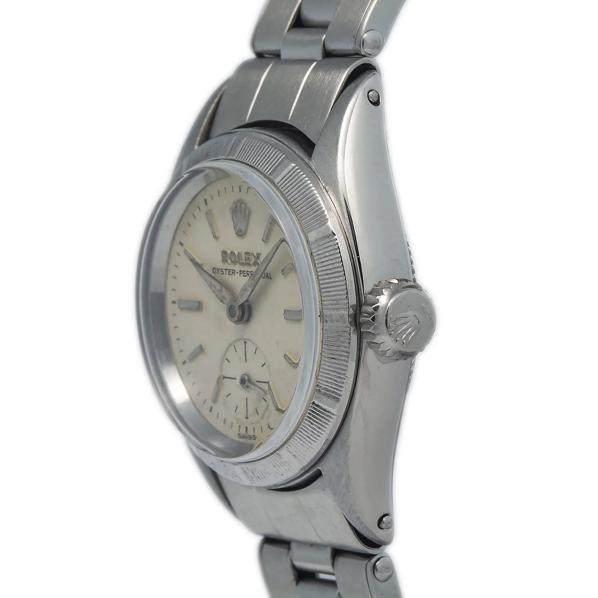 Ladies Perpetual Stainless Oyster vintage RARE Silver Rivet 6505 Dial 24MM