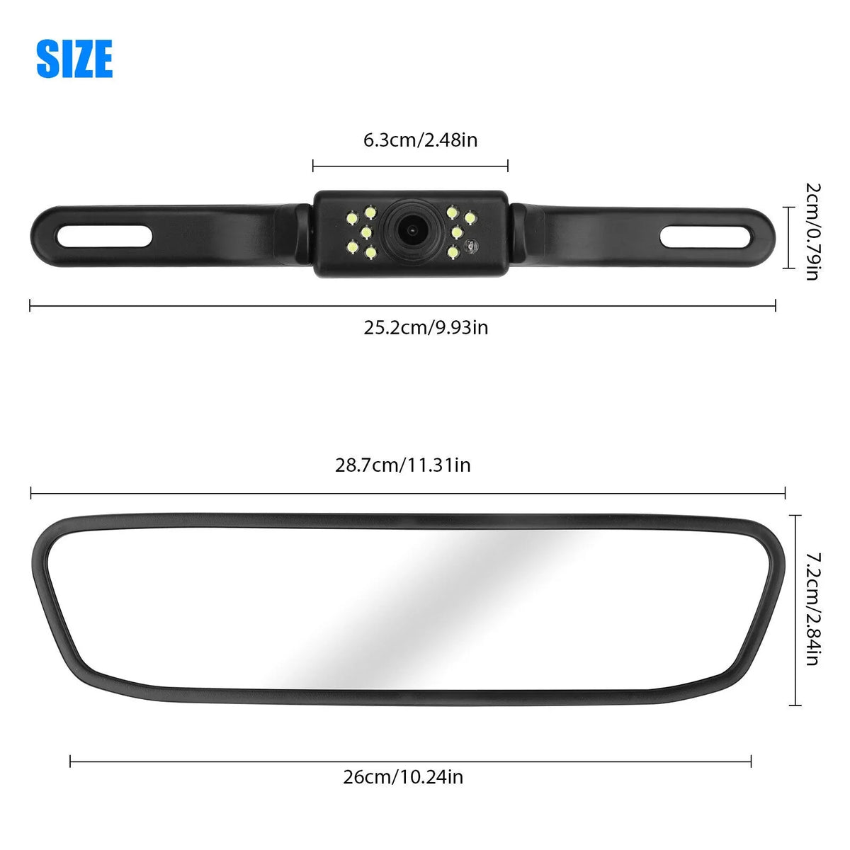 Vision + Kit Rear System Mirror Monitor View Car Camera 5" Backup Night Parking