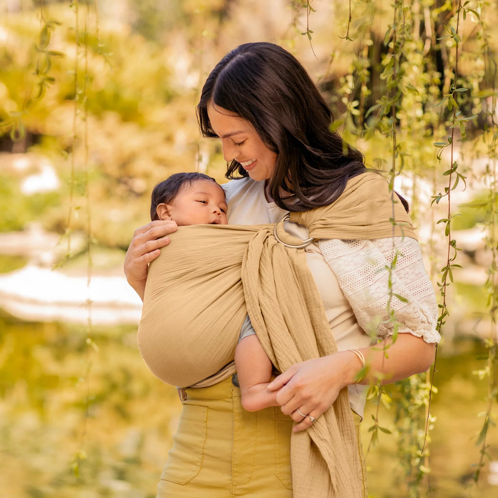 Moby Ring Saffron Wrap Carrier in Baby Sling