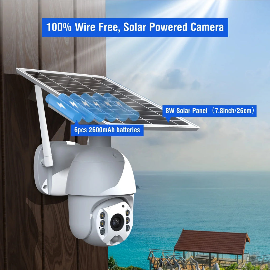 Wireless with PIR Night Security Vision, TOGUARD Dome PTZ Detection, 15600mAh Outdoor Camera Surveillance 2-Way Color Motion Solar Audio 1080P Battery, Camera with Wifi