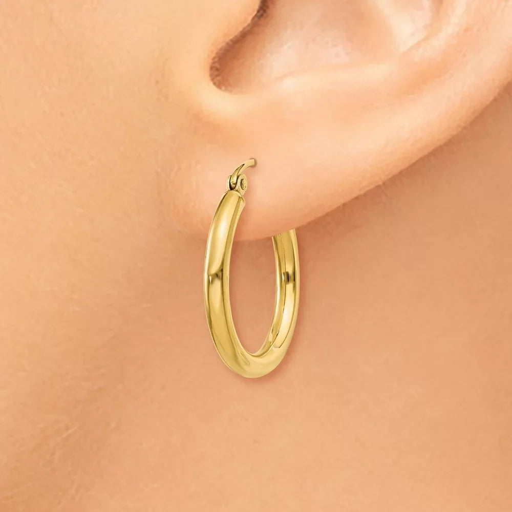 Teens; for Men Earrings; Adults and Tube 2.5mm Yellow Women Polished 14kt Gold for Real and Hoop
