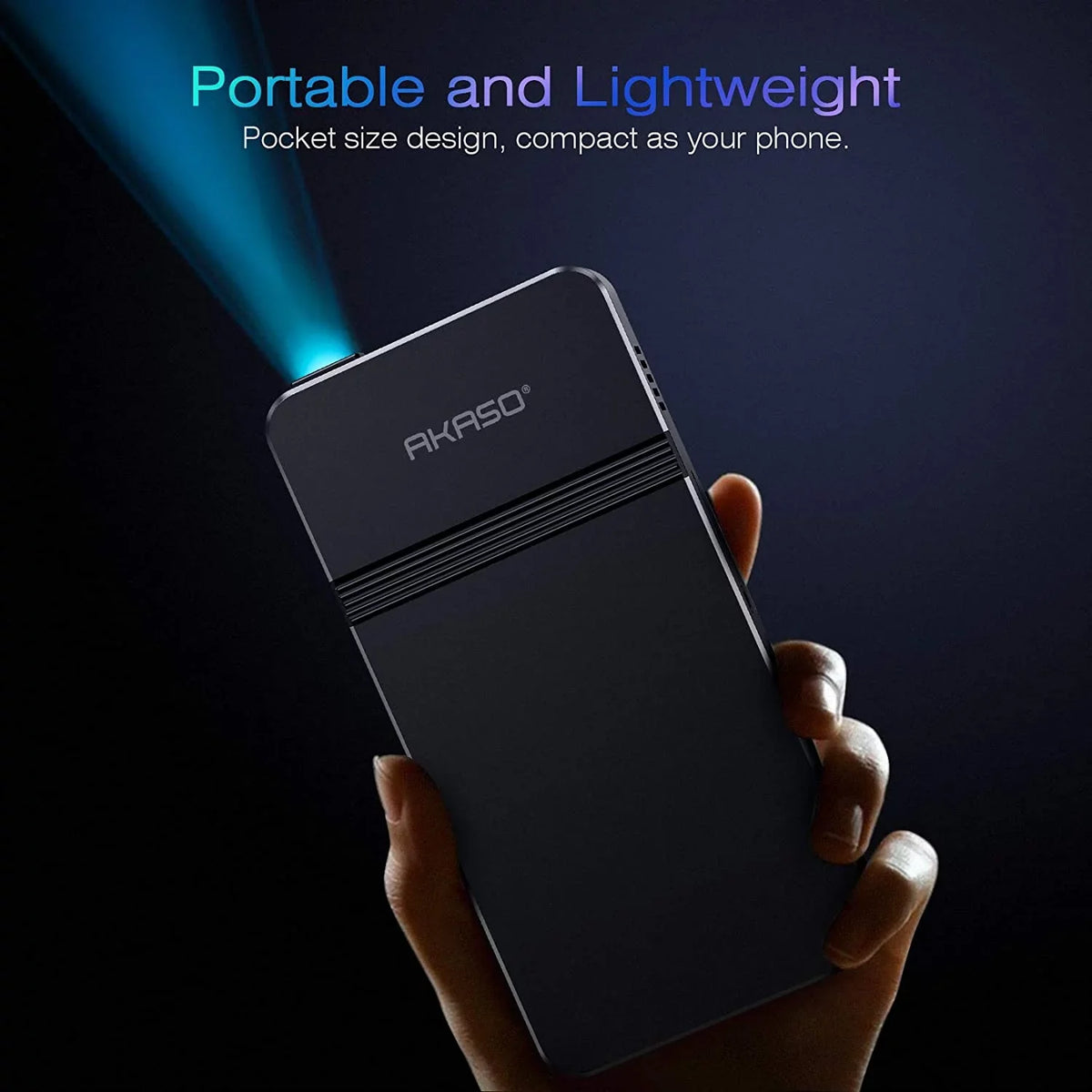 Projector Rechargeable Projector, Control HDMI Mini Movie Portable Pocket-Sized Built-in Projector, and Support AKASO Battery Projector, Remote DLP Speakers 1080P Cookie WiFI Stereo