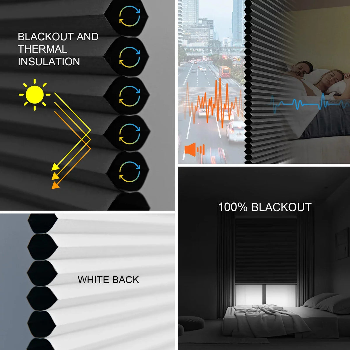 Automatic Blackout Carbon Smart Yoolax Shade Remote Control 72"H) x Blackout Blinds(100% Motorized Cellular Grey,54"W Honeycomb Window