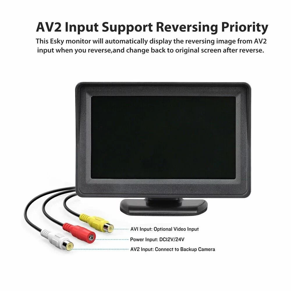 Rear Night Wireless Car 4.3 Camera Vision+ View HD Monitor System Parking Backup