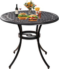 Hole,Round Dining Cast Patio Patio Table Aluminum Table, Outdoor 35.5 for Bistro with Porch Inch Table 1.97" Umbrella Patio, Dining Garden,