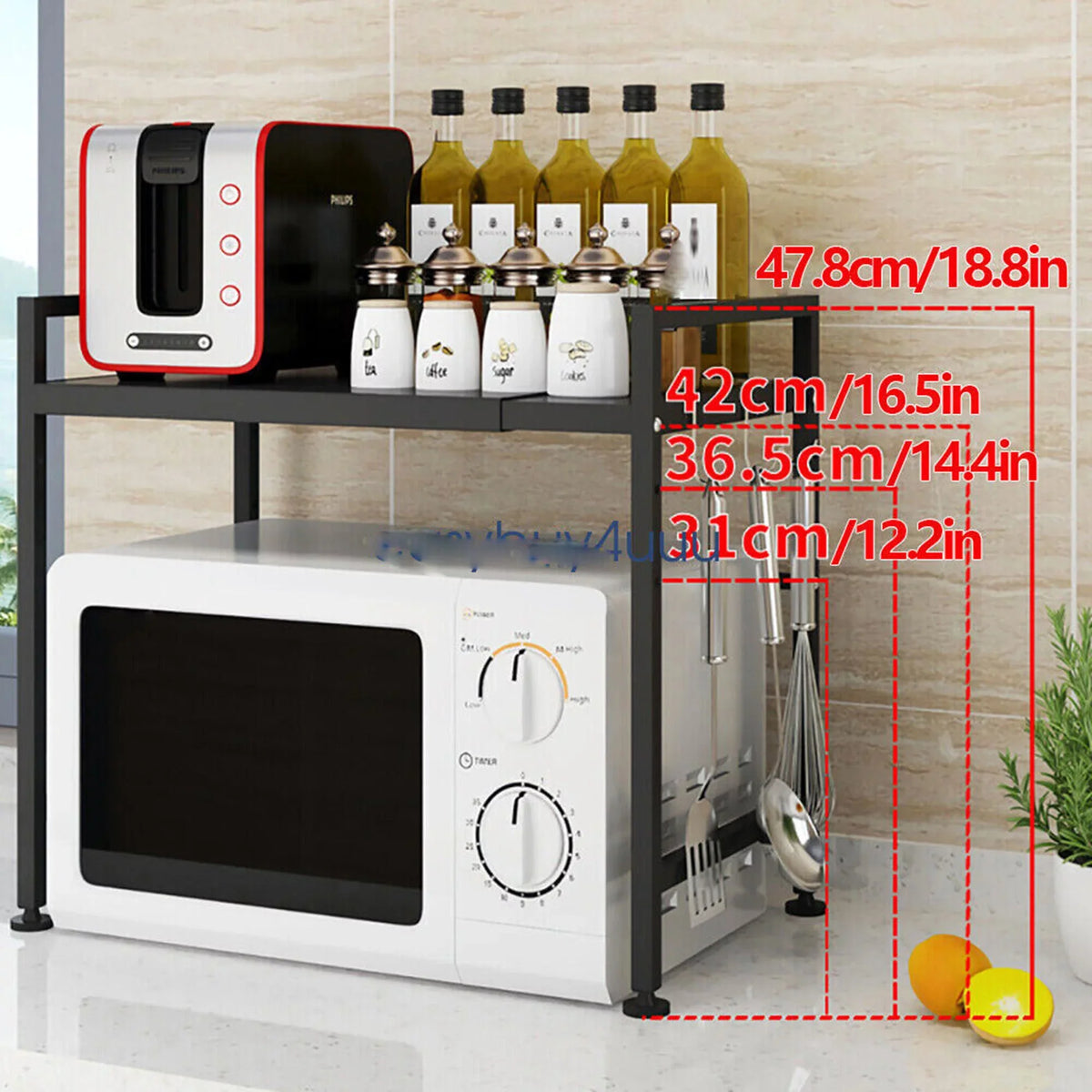 Microwave Oven 14.5~22.8 Microwave Storage Tier Rack, Single Retractable Oven Metal Kitchen Oven Microwave Rack, inch Countertop Expandable Condiment Cabinet Stand, Shelf Rack