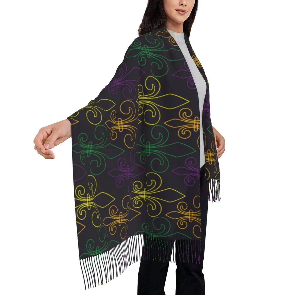 Art Mardi Feel For Scarves Large Print Elegant Gifts- Scarf Bingfone Shawl Wrap Gras Cashmere Carnival Warm Soft Women Winter