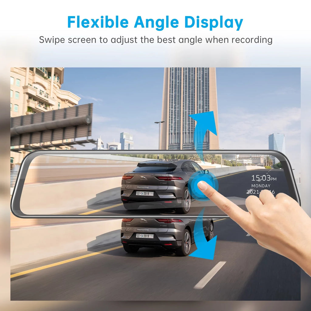 Rear Camera, Screen Dash Loop and Touch View with Mirror Dash Night Waterproof 2.5K Inch Assistance, GPS Backup Cam Camera Parking Front Cam Recording Mirror Dual Rear Vision, 12