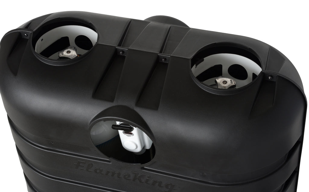 Propane Tank 20LB Travel King Flame Cover RV, and Heavy for Dual Black Camper Duty Trailer