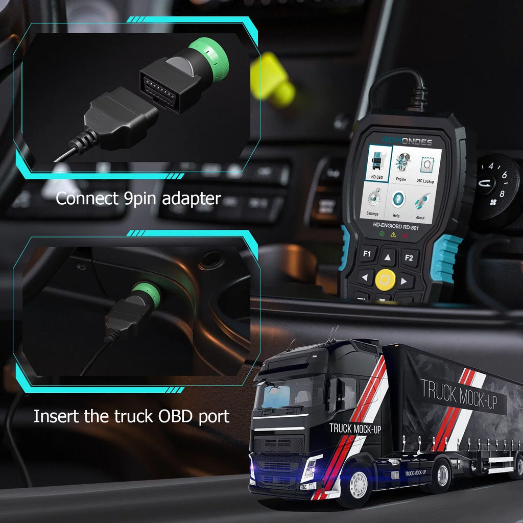 Scanner Tool Reader Romondes Truck Heavy Diagnostic OBD2 Scanner Duty Diesel RD801 Code Truck