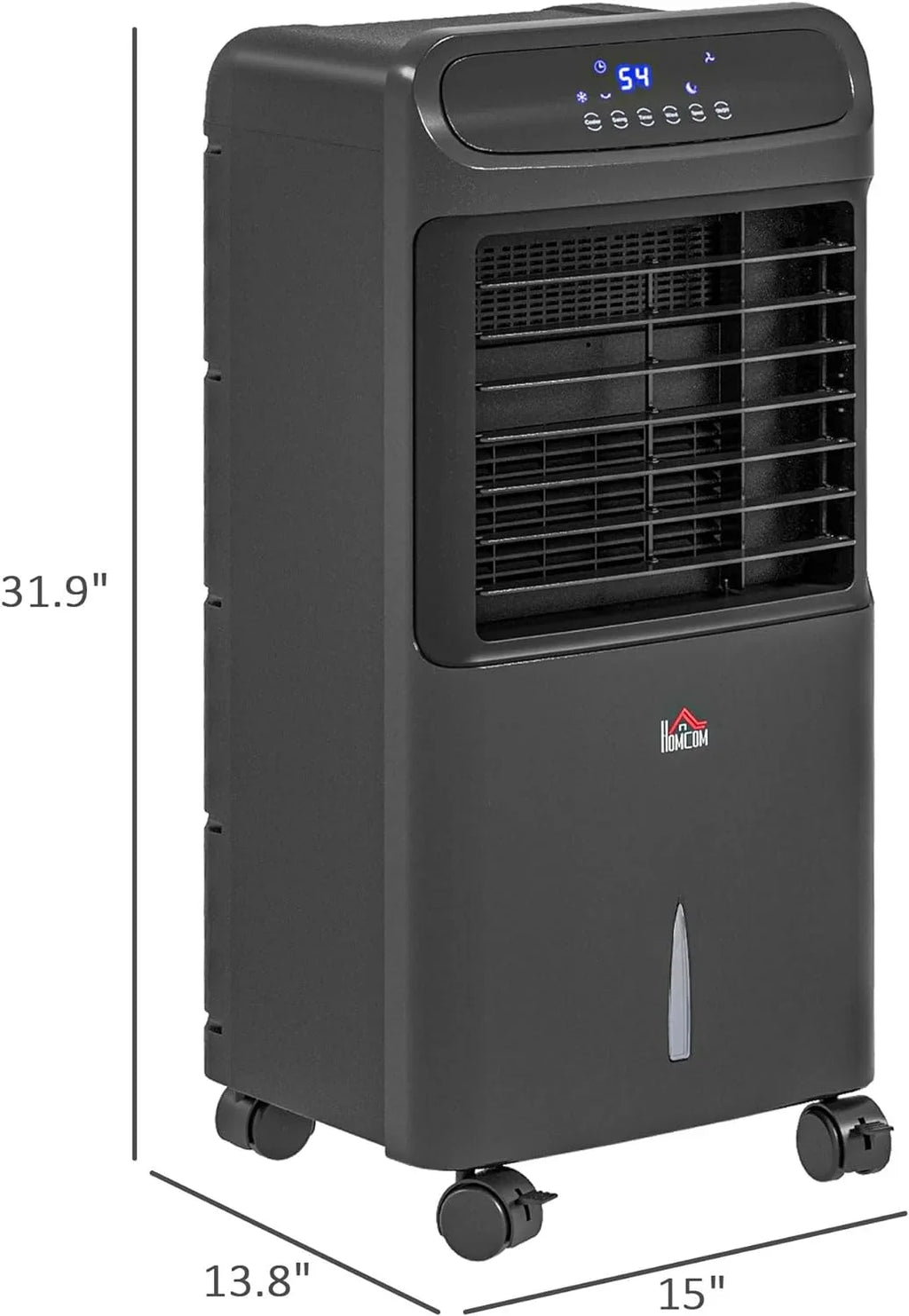 Unit Conditioner with 3-In-1 Home Air Tank Cooling for Ice Office, Oscillating, HOMCOM 32" Timer, Black Cooler, Display, Evaporative Mobile Water Water Bedroom, LED 3.2gal Humidifier Fan Remote,