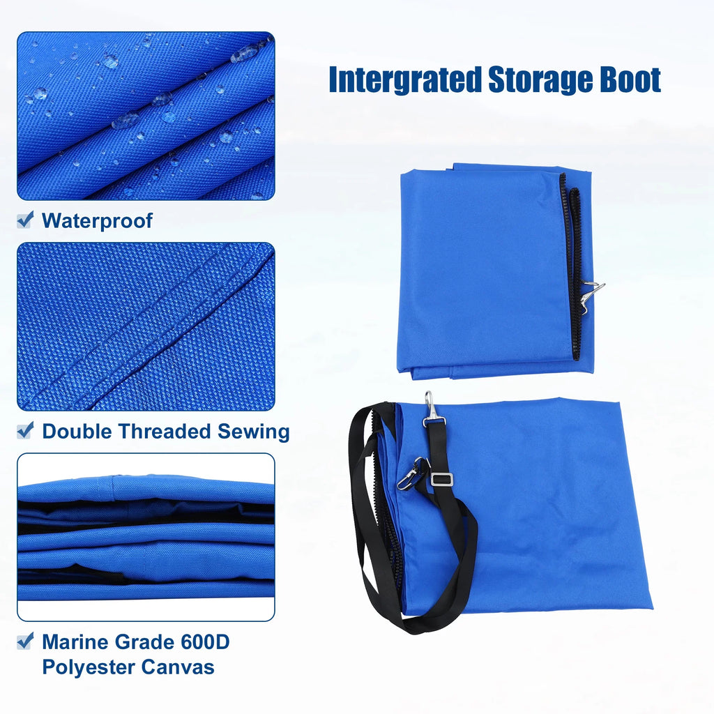4Bow With Blue Top Bimini Unique Side Detachable Canvas Bargains 8'Lx54"Hx67"-72"W Blocks