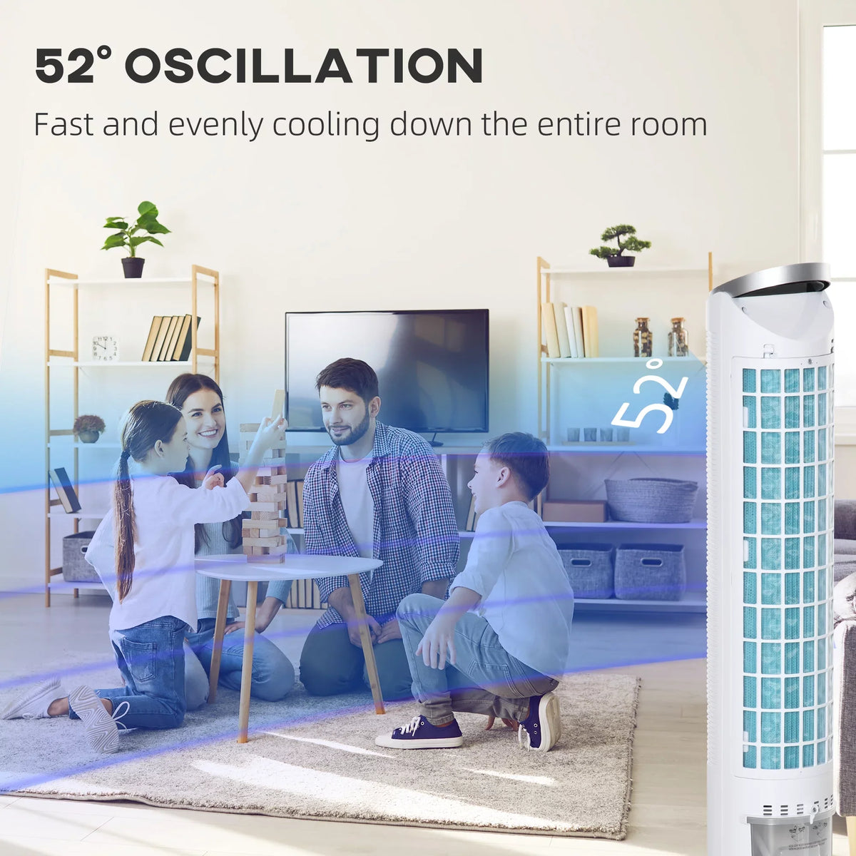 3 Humidifier, Office, Remote, Home Modes, 40" 3 Oscillating, Ice Display, White 3-In-1 Cooling Speeds, LED 8H Cooler HOMCOM Fan Air for Evaporative with Timer,
