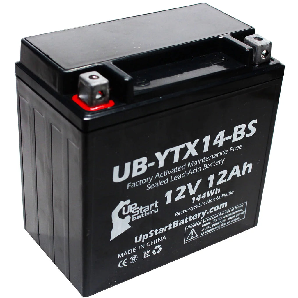 Factory UpStart Replacement 2-Pack Battery - 2010 F800ST, 12AH, 800 UB-YTX14-BS Battery Free, Activated, Motorcycle GS Maintenance 12V, CC