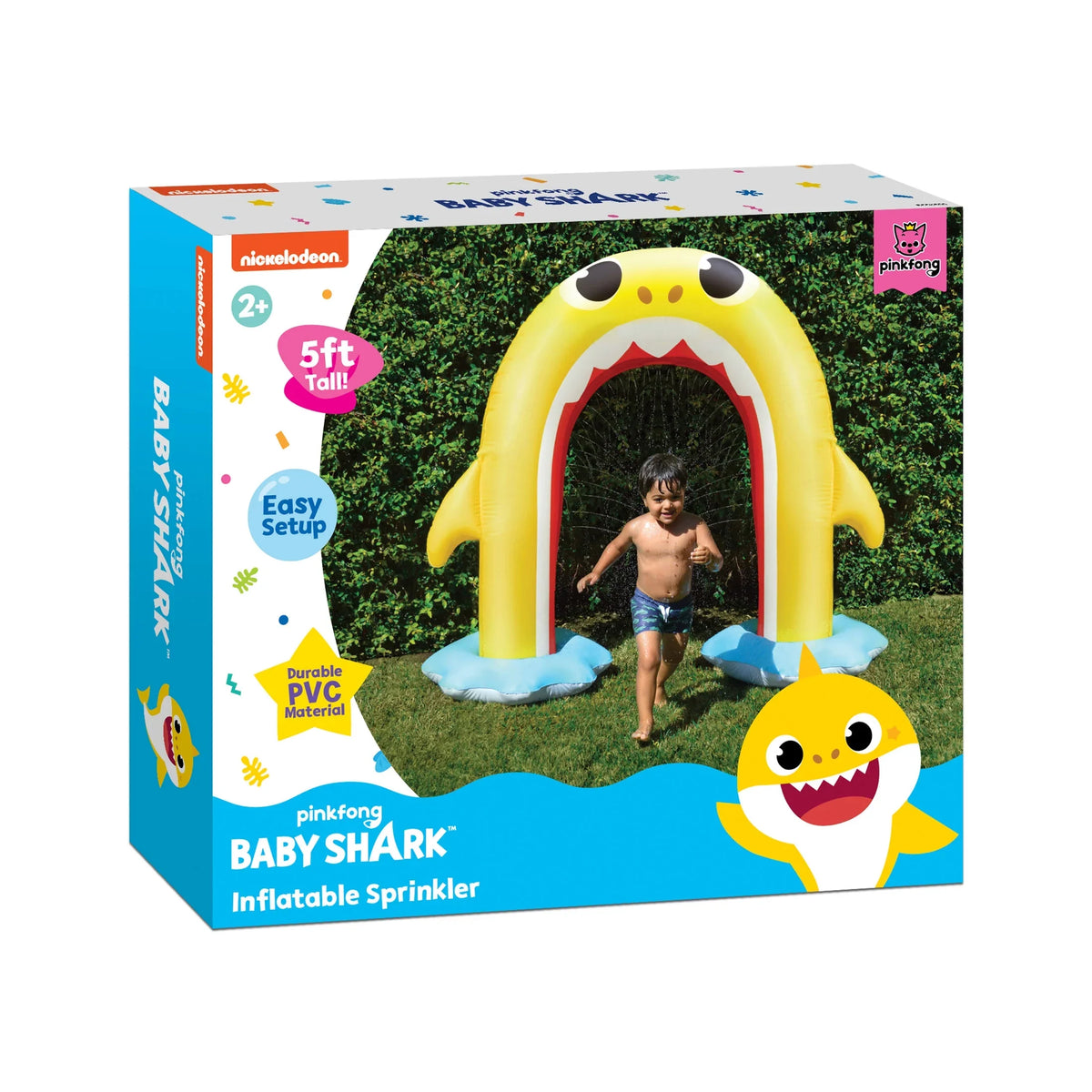 Rainbow Summer 2+) Pinkfong Shark Fun Baby Arch, Sprinkler Water (Ages 5ft Inflatable Backyard