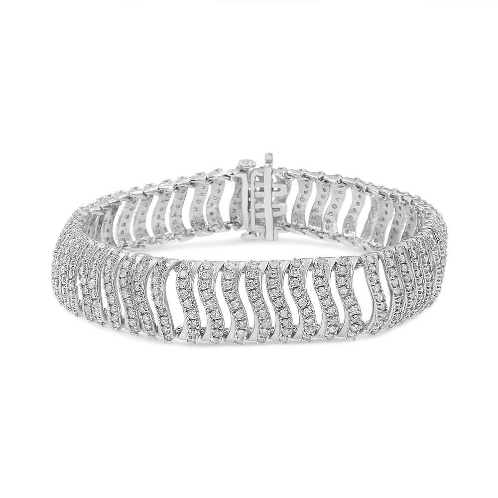 .925 Size Silver (I-J "S" Clarity) wristband 7.25 Round-Cut Sterling Link - Color, Diamond Cttw I3 5.00