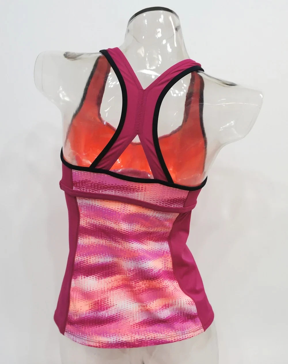Gleam Small Top Women Sporty Hot Ikat Tankini Swimwear Pink Racerback