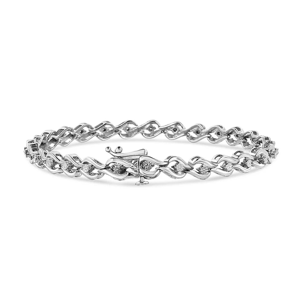 Clarity) Link I3 Sterling - Cttw (I-J .925 Color, 1/10 Promo Round-Cut 7.25" Diamond wristband Silver