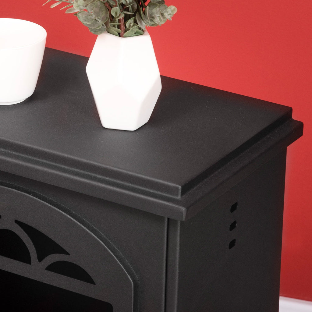 9.75" 470 Ethanol Fireplace, 3 0.4 Stove Gal HOMCOM Ft., Sq. Hours, to Black Heater Freestanding Burns up Max