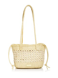 Handbag Purse Strap Woven CALAJADE Women's Beige Flat Tote Double