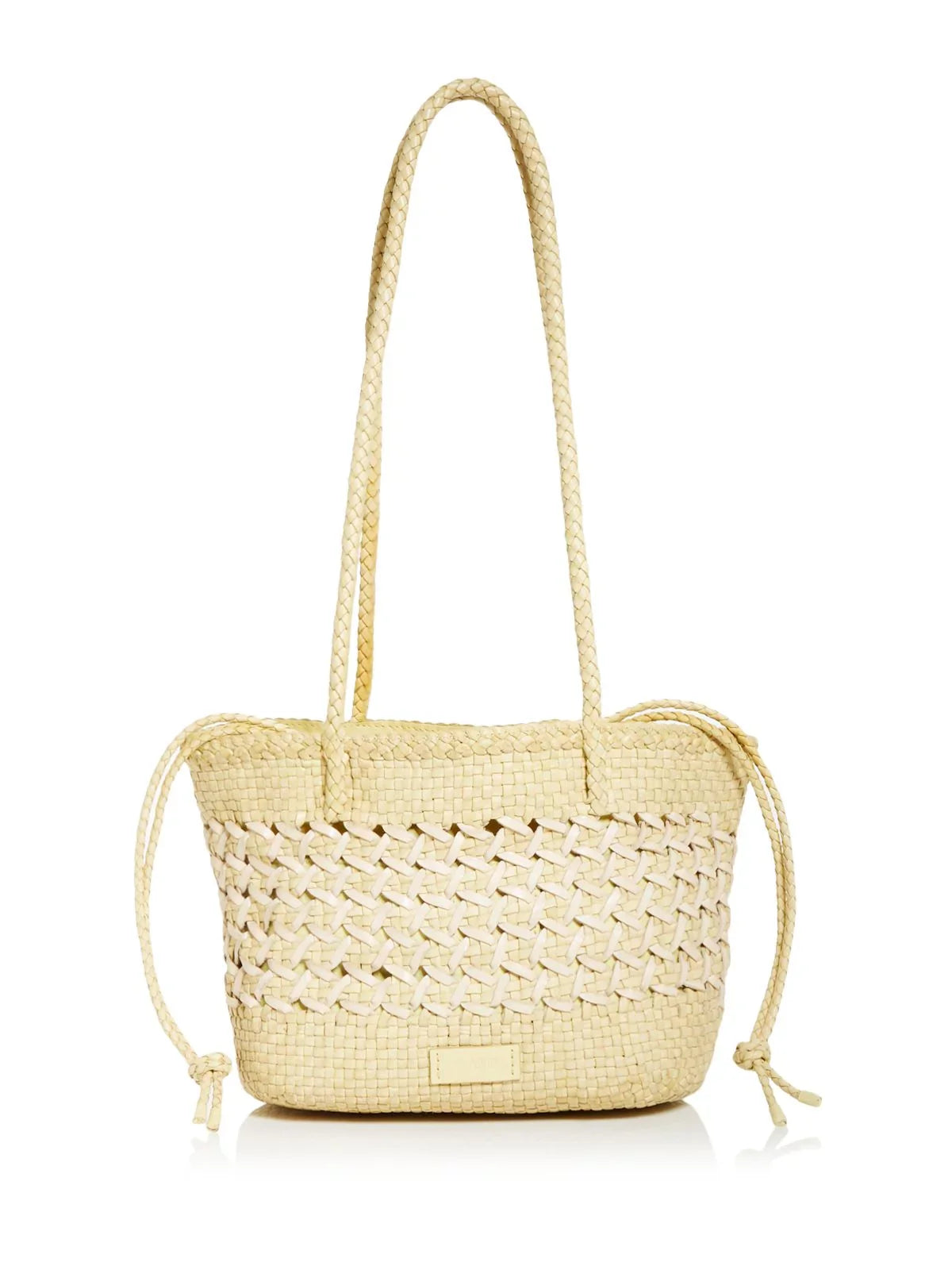 Handbag Purse Strap Woven CALAJADE Women's Beige Flat Tote Double