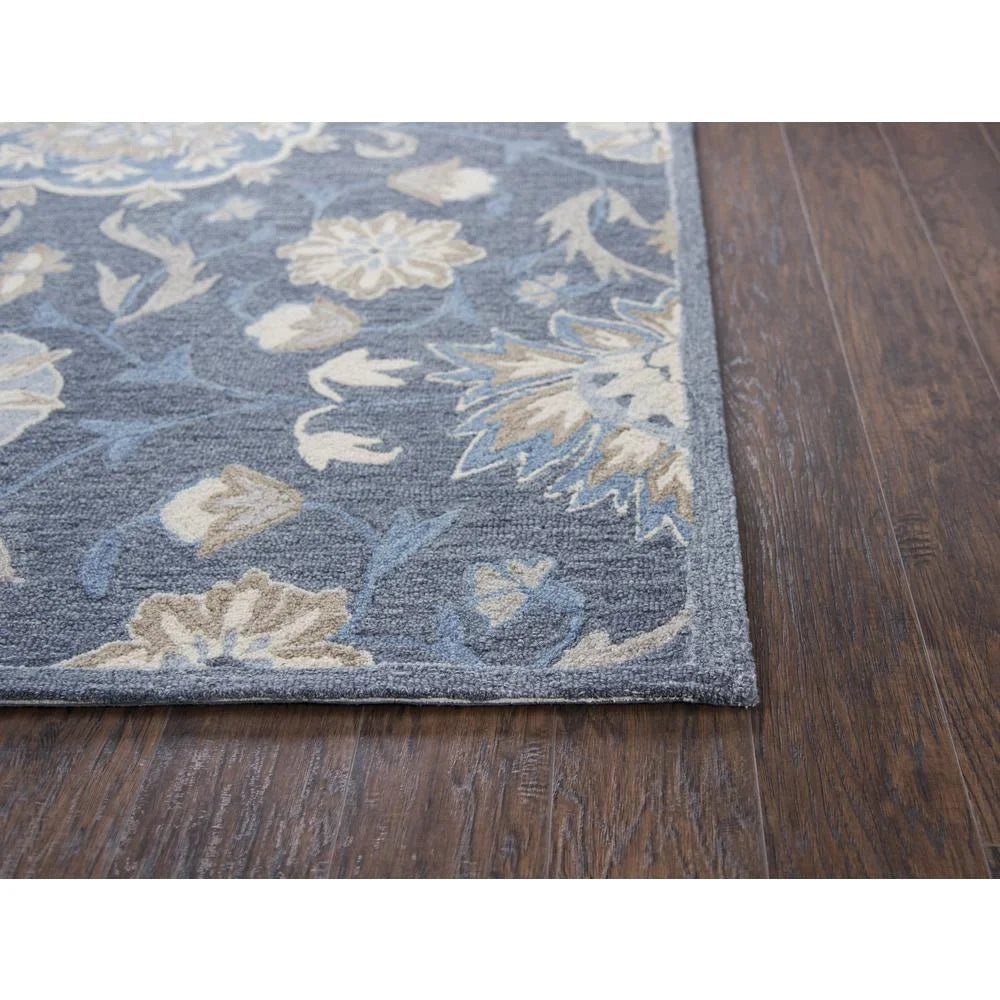 10' Floral Gray/Blue Area Cascade Dk Rug 13' Decor Alora x Gray/Tan/Coco/Gray