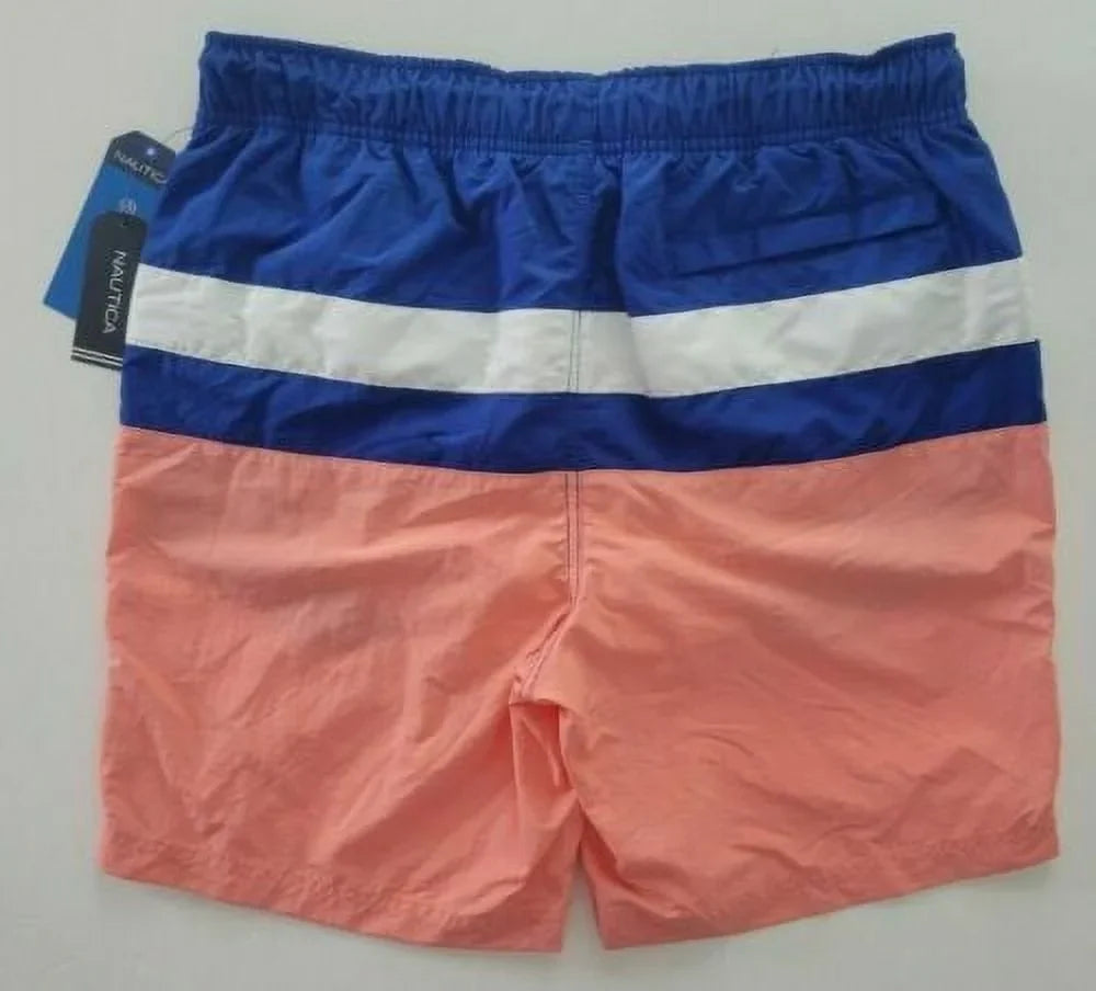 Nautica Colorblocked Men's 8" in Trunks Coral-Small Swim Pale T01131