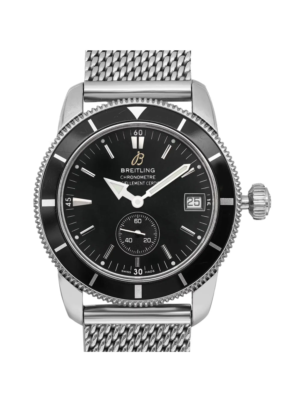 Heritage Steel A3732024-B869SS Mens Breitling Watch 38mm Black SuperOcean Dial